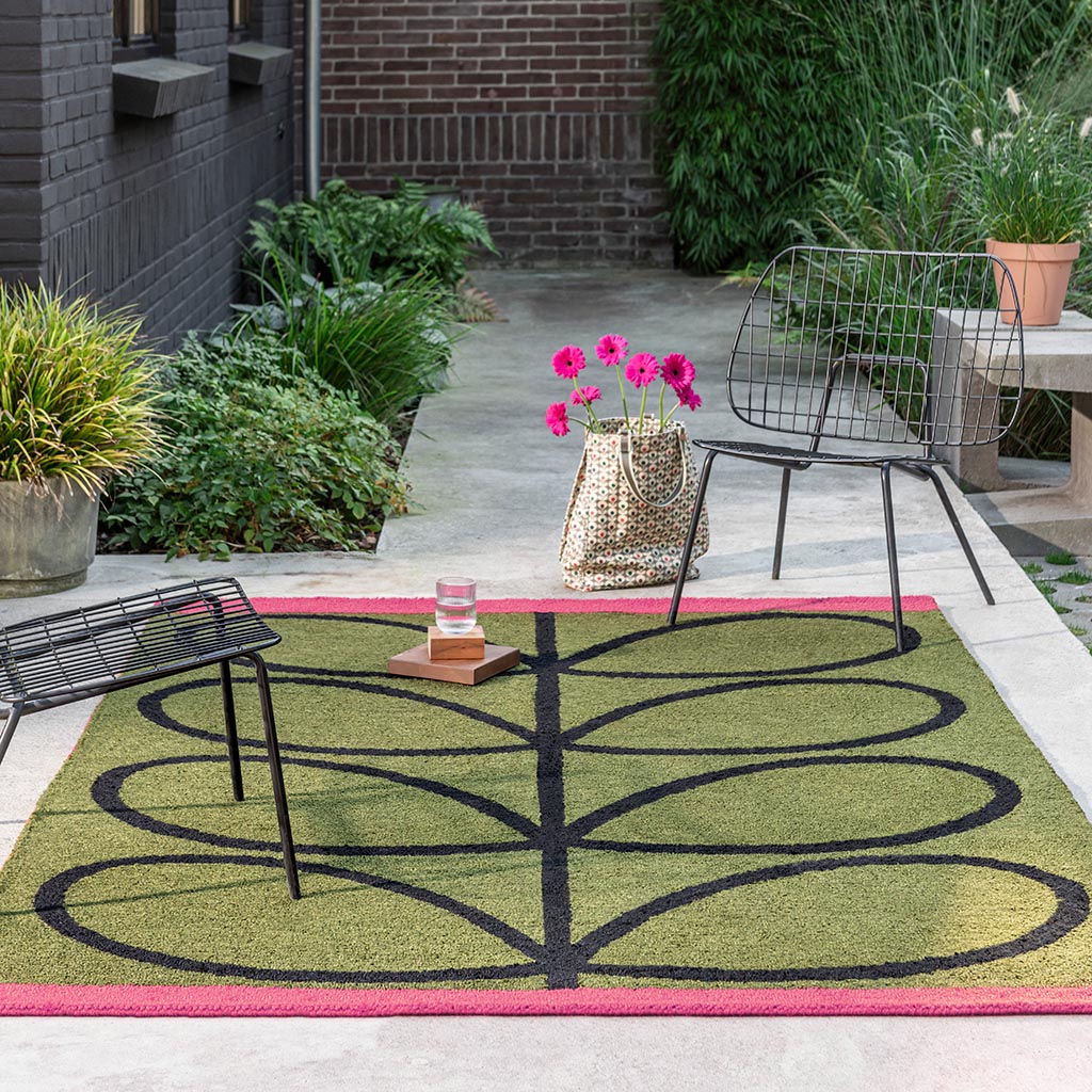 Linear Stem Olive Outdoor-Teppich | Größe: 250 x 350 cm