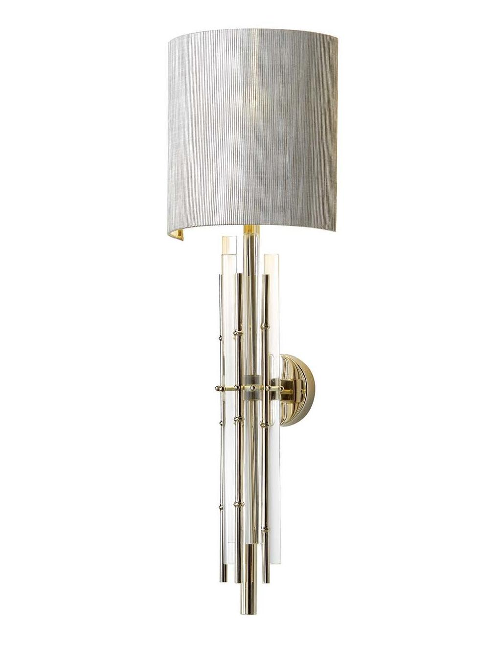 Bambus Glas-Wandleuchte mit Stoffschirm