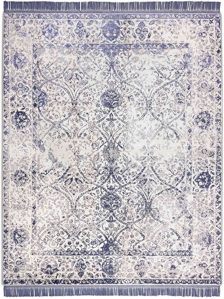 Mauve Grey auf Weiß Teppich | Größe: 250 x 300 cm
