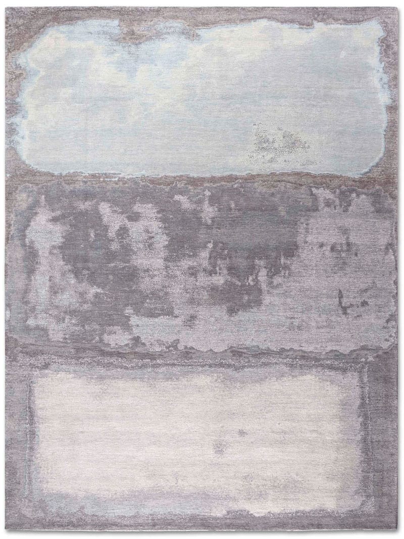 Light Blue Silver White auf Grau Teppich | Größe: 122 x 183 cm