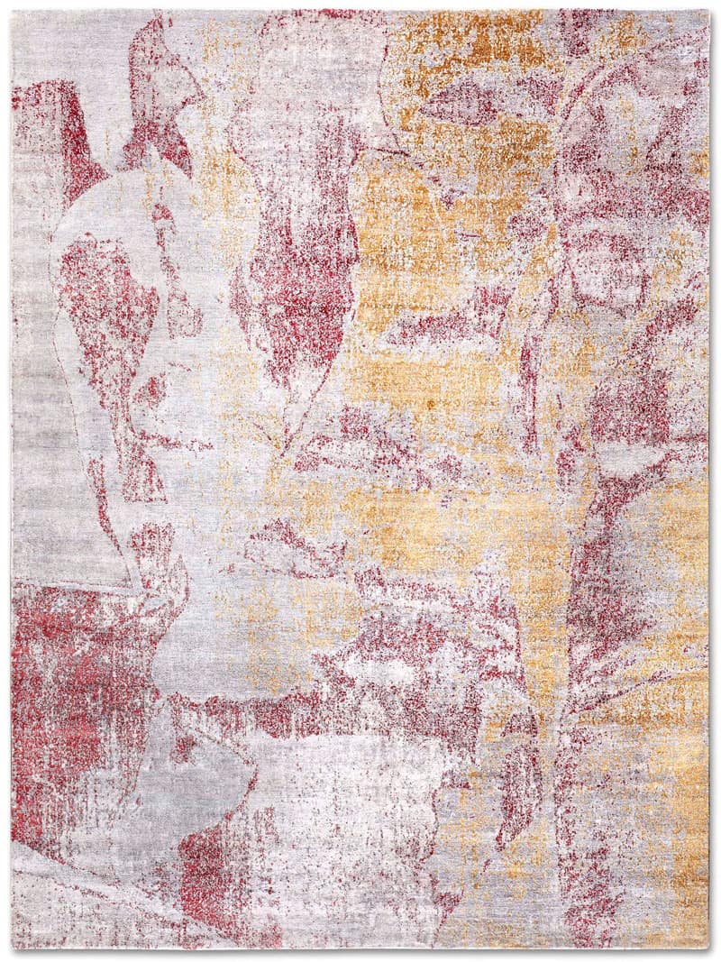 Gold Coral auf Hellgrau Teppich | Größe: 365 x 457 cm
