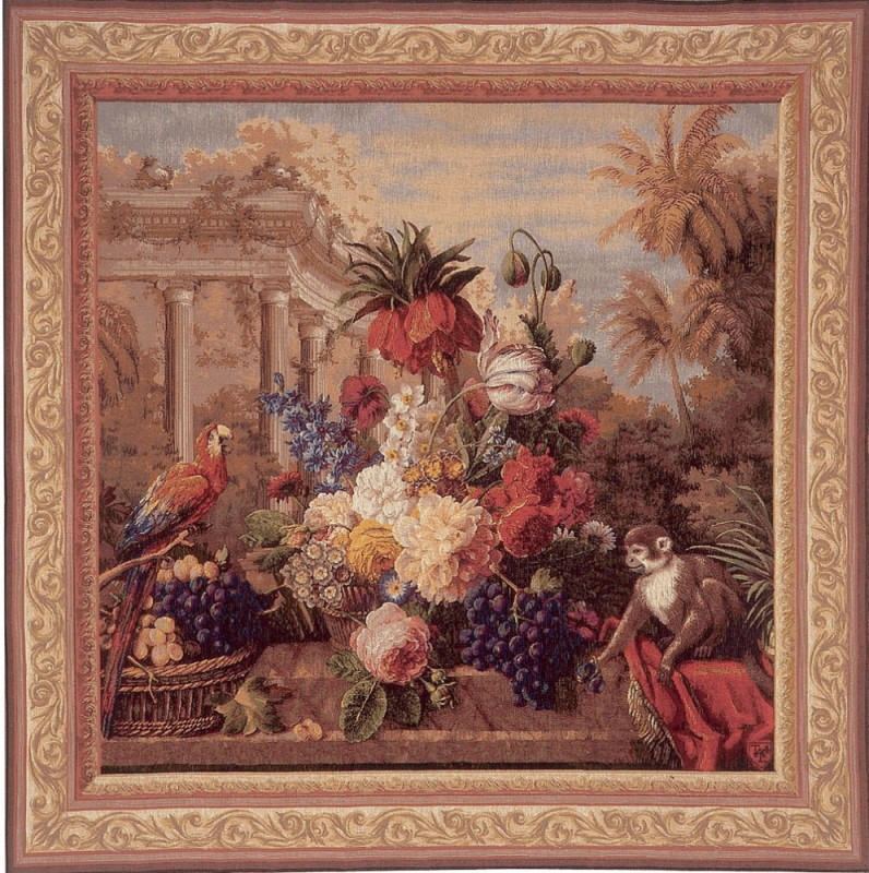 Exotisches quadratisches Bouquet Wandteppich