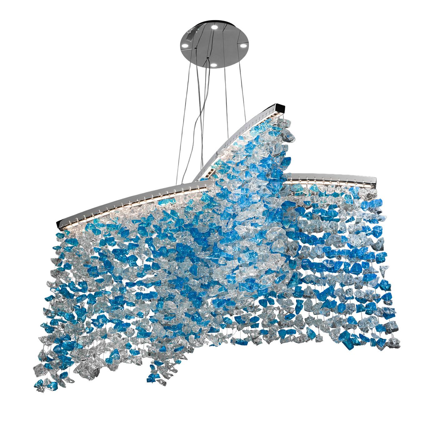 Kronleuchter mit blauem Muranoglas