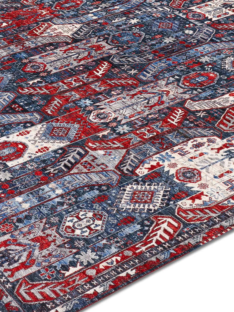 Soul Red Blue auf Dunkelblau Teppich | Größe: 170 x 240 cm