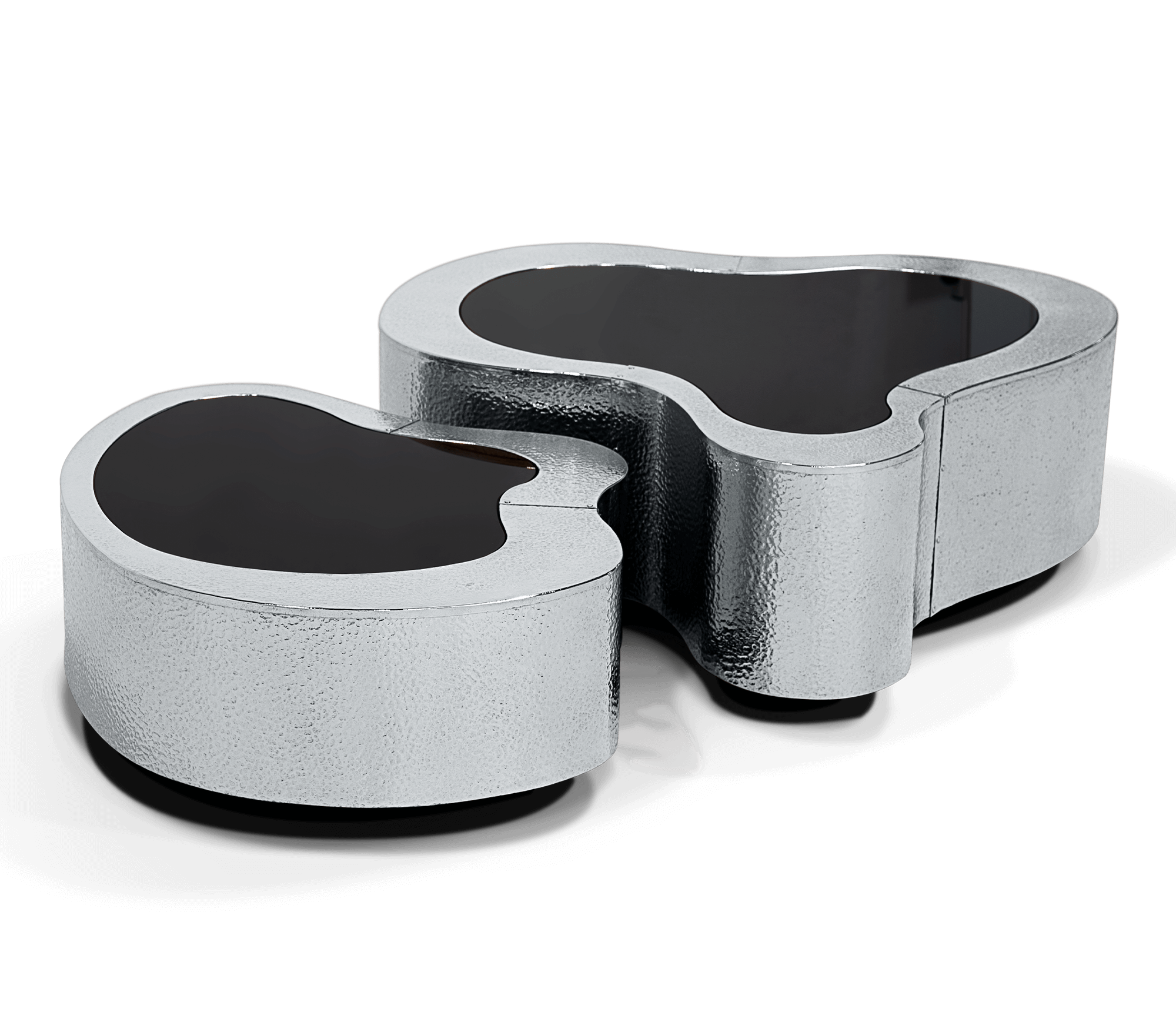 Crest Hammerschlag‑Edelstahl Couchtisch‑Set