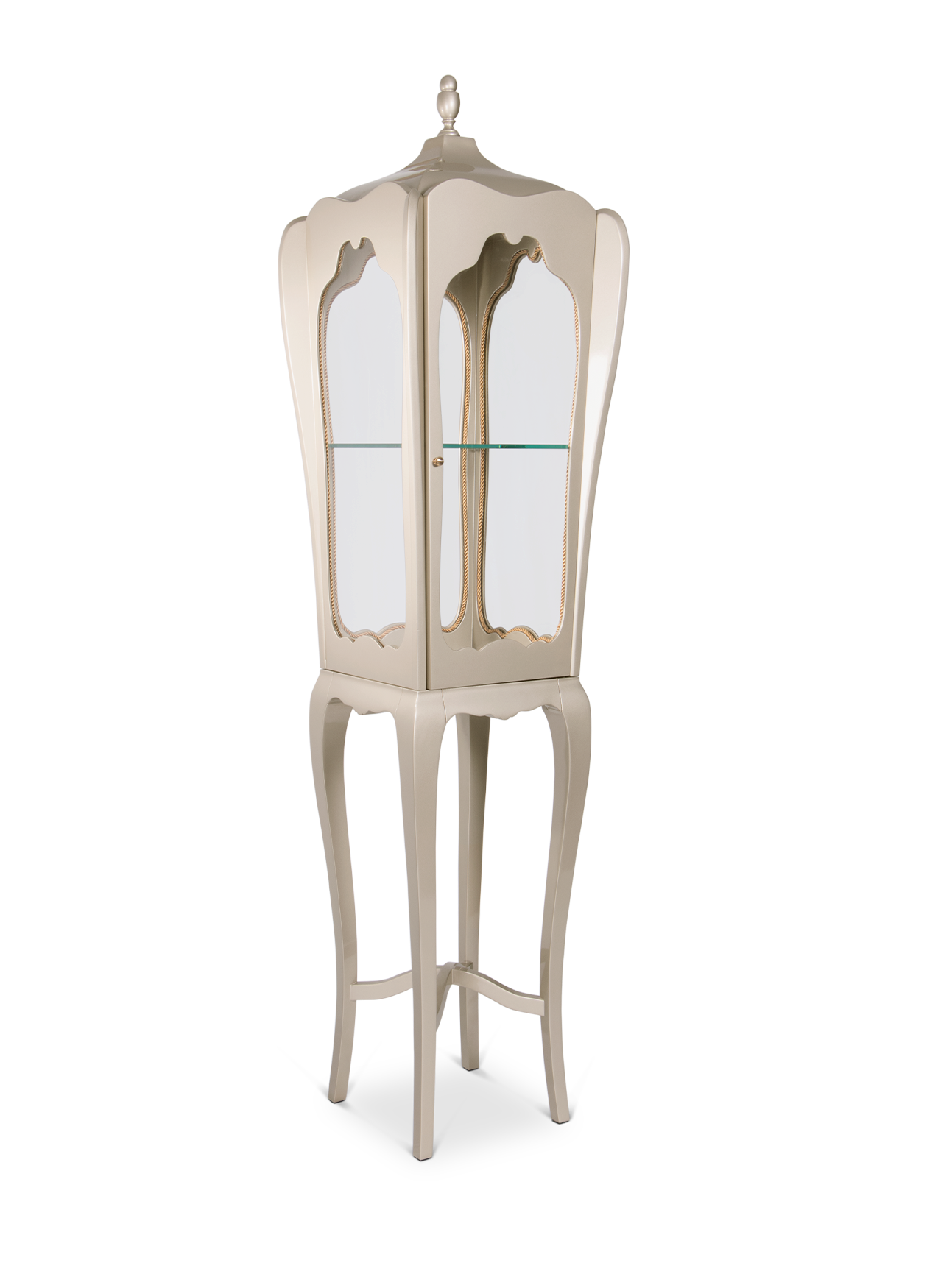 Empire Schlanker Cremefarbener Vitrinen‑Schrank