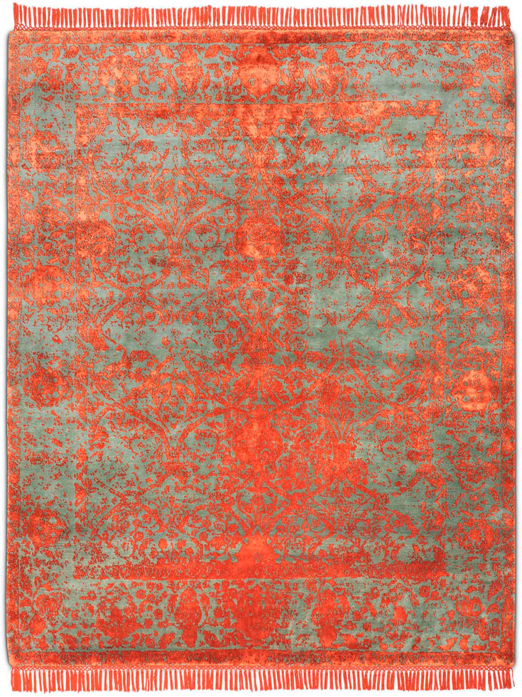 Rusty Red auf Grau‑Grün Teppich | Größe: 122 x 183 cm