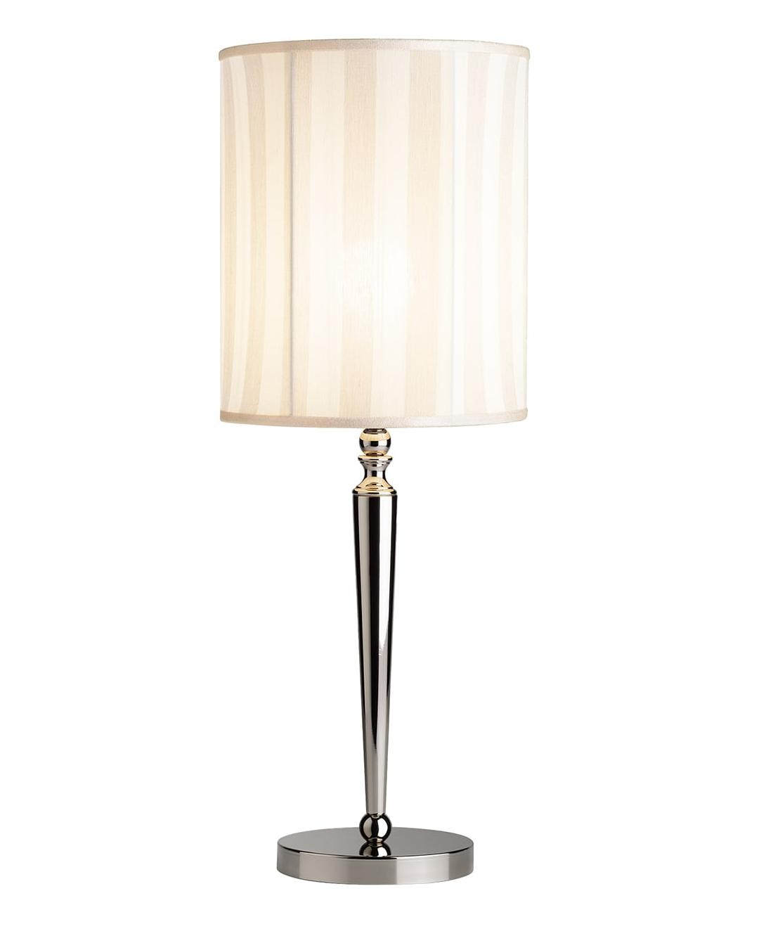 Elegante Tischlampe mit englischem Streifenstoffschirm