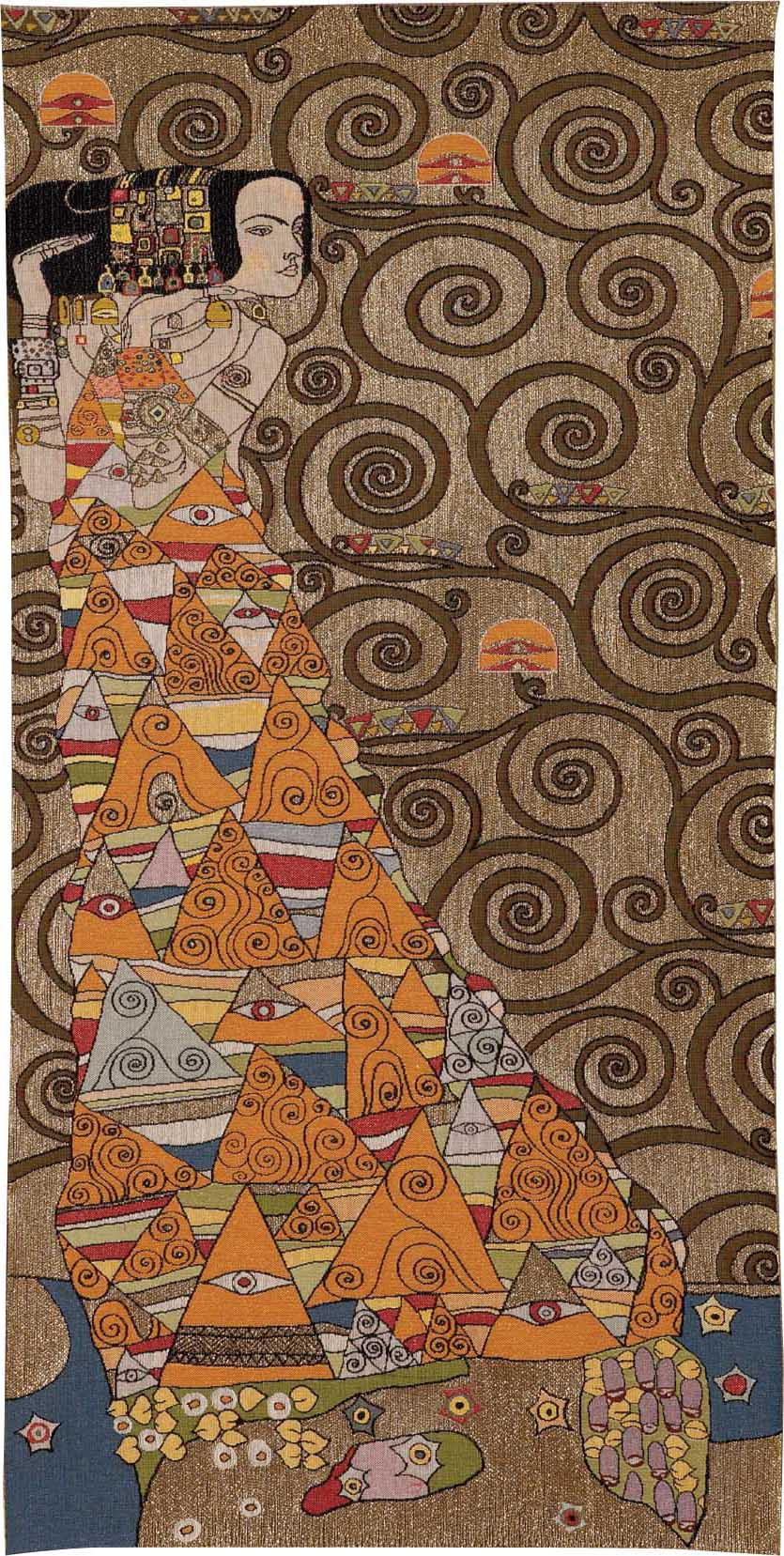 Die Dame von Klimt Orange (links) Wandteppich | Größe: 75 x 150 cm