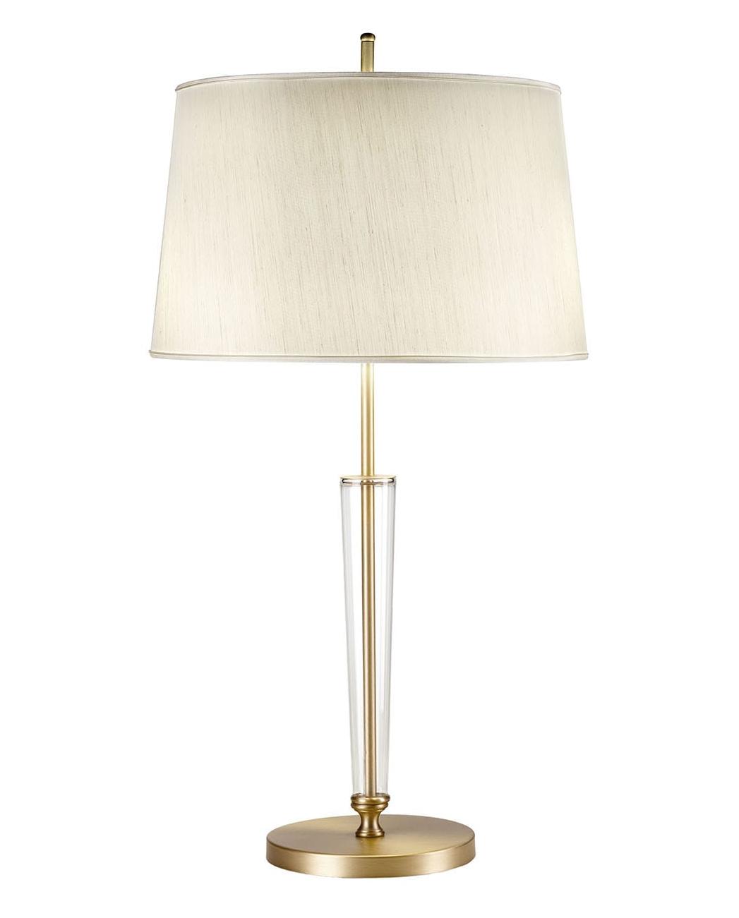 Antikgold Tischlampe mit konischem Glas und Stoffschirm