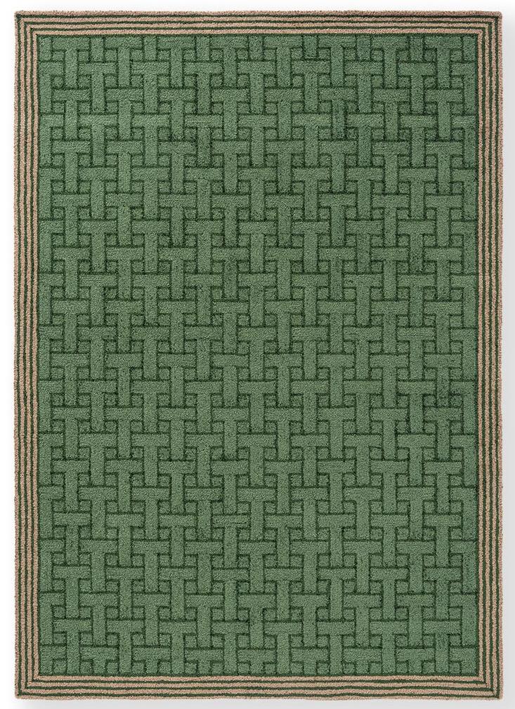 TB T Monogram Jadegrün Outdoor 455807 Teppich | Größe: 140 x 200 cm