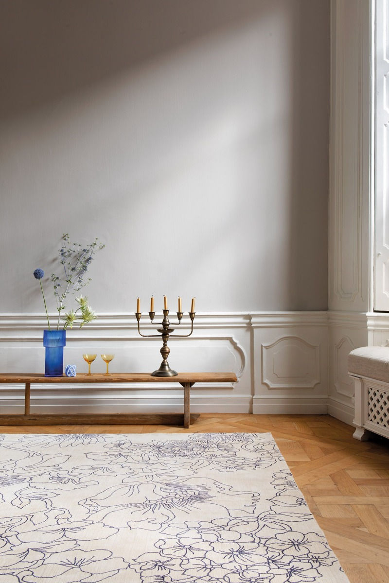 Linear Floral Blue 162508 Teppich | Größe: 250 x 350 cm
