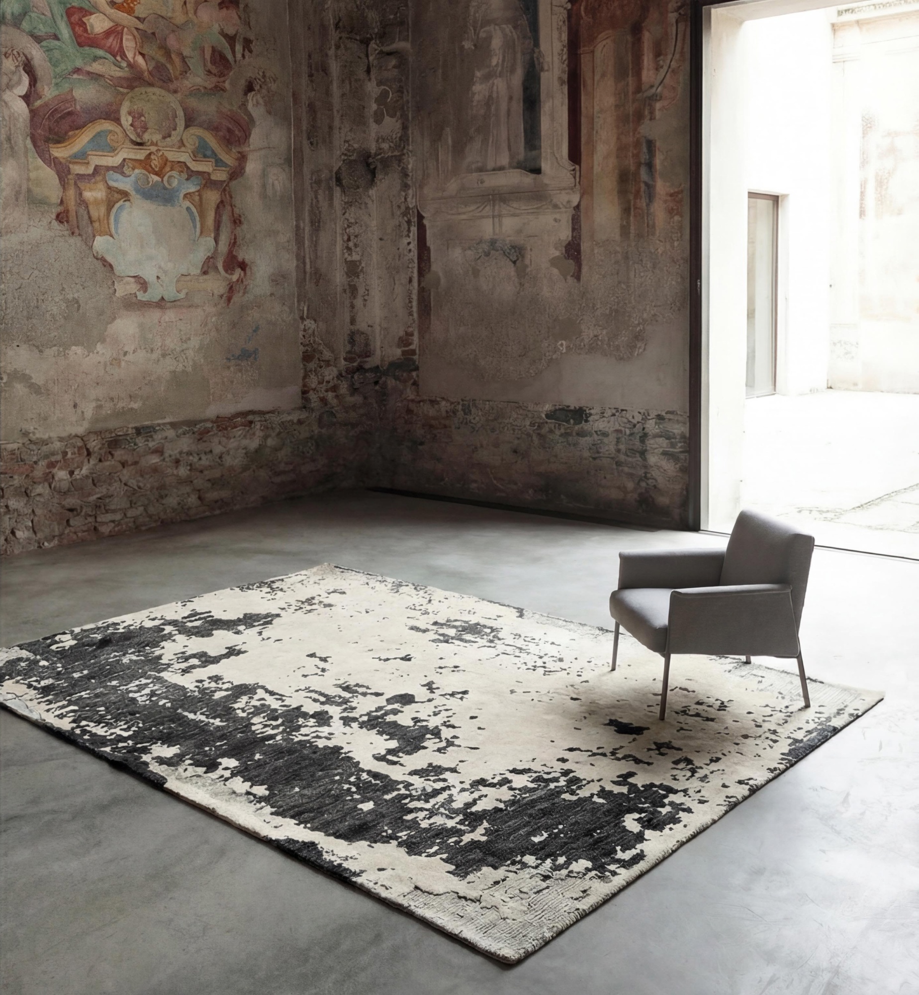 Monochrome Weathered Canvas Teppich