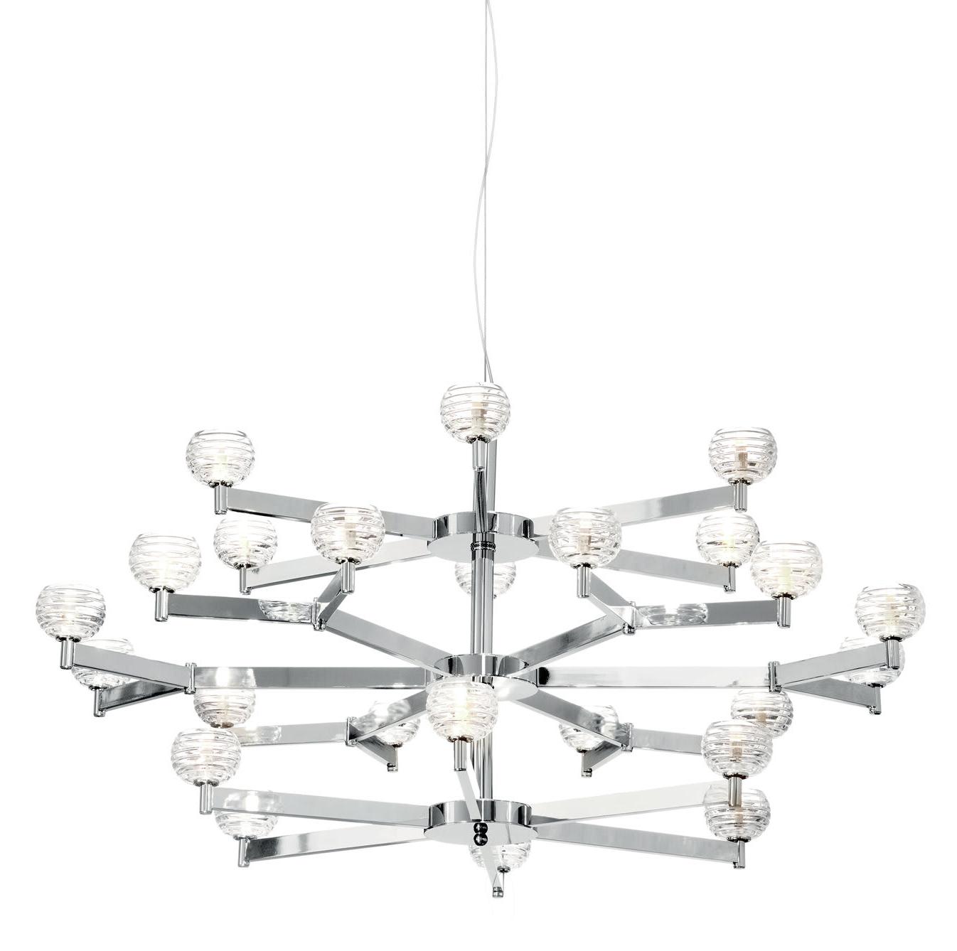 Art-Déco Nickel Kristall-Kronleuchter