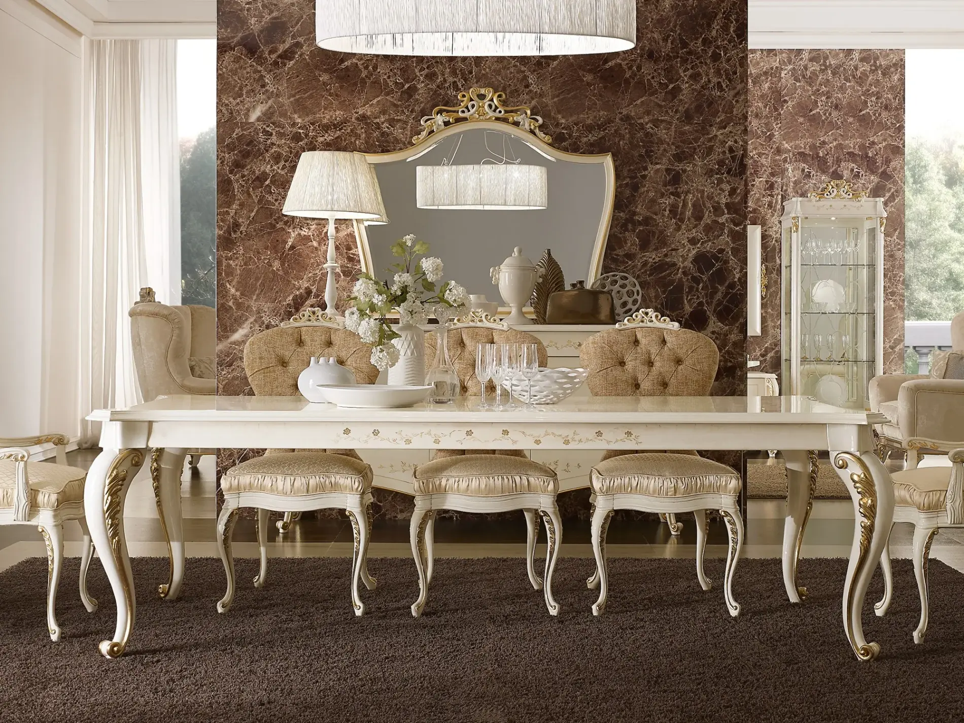 Italienischer Beiger Esstisch | Dimensions: B 250 × T 120 × H 80 cm