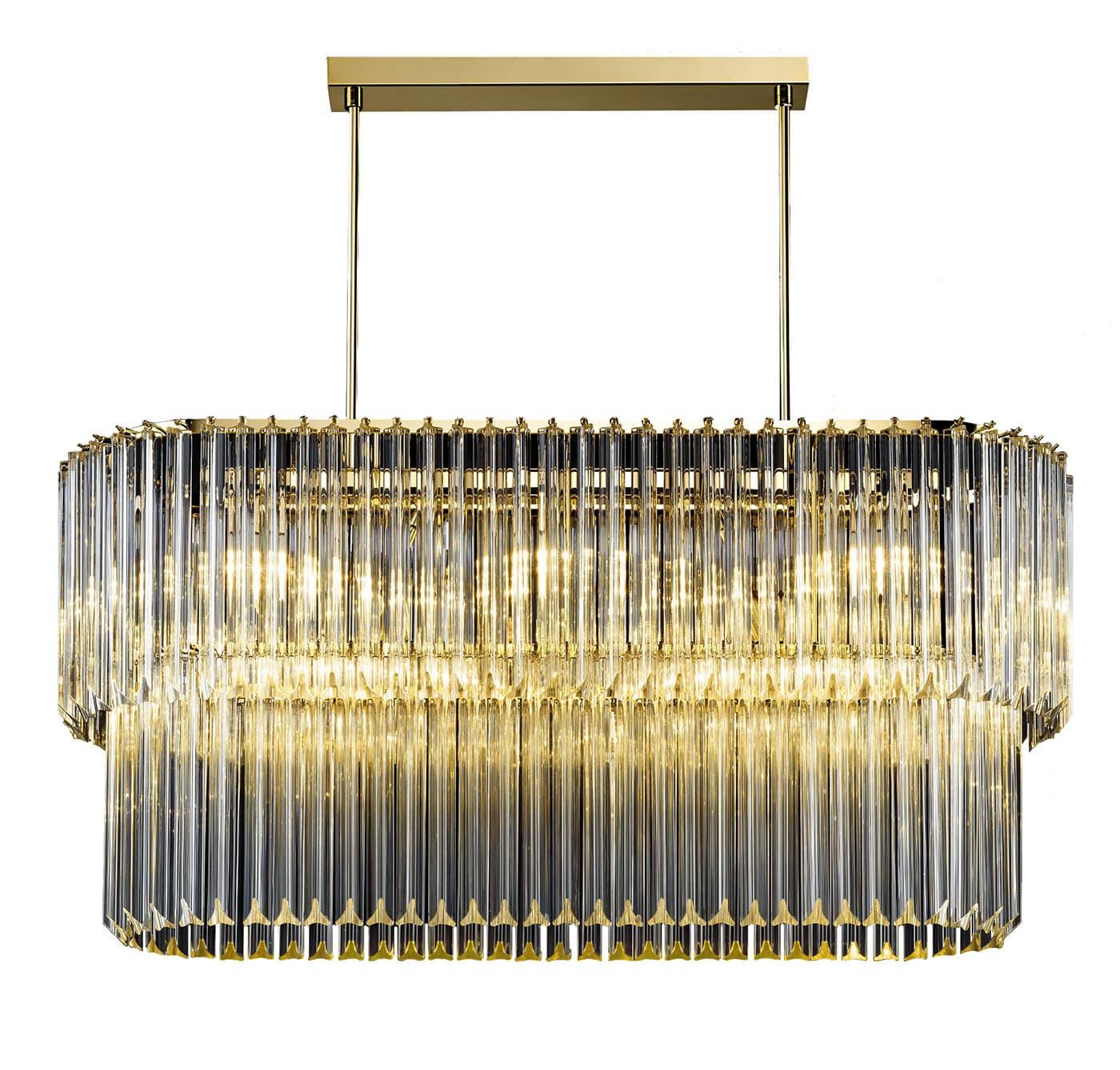 Ovaler Antikgold-Kronleuchter mit klarem Triedro-Glas