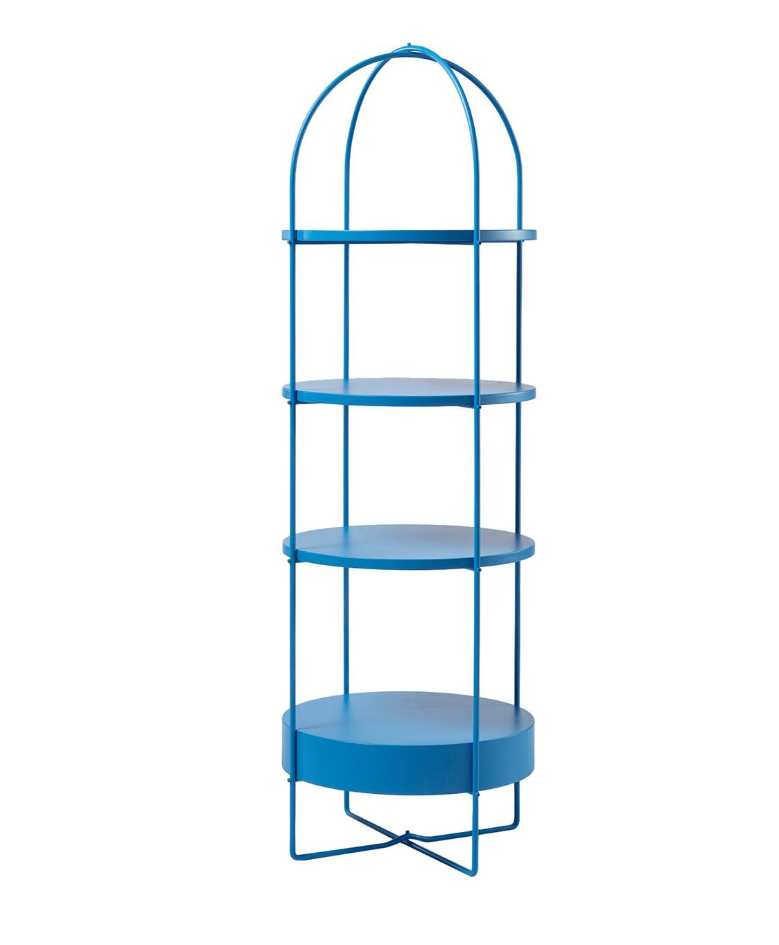 Blaues lackiertes Bücherregal