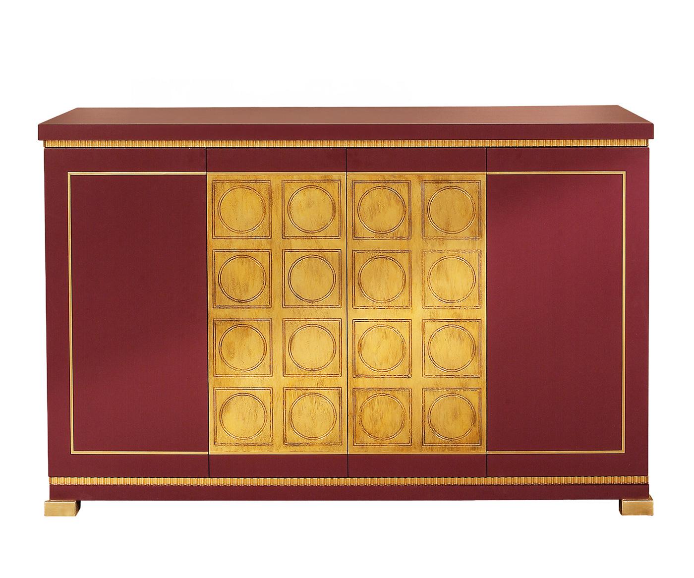 Sideboard mit Goldblattdekor und lackierten Paneelen