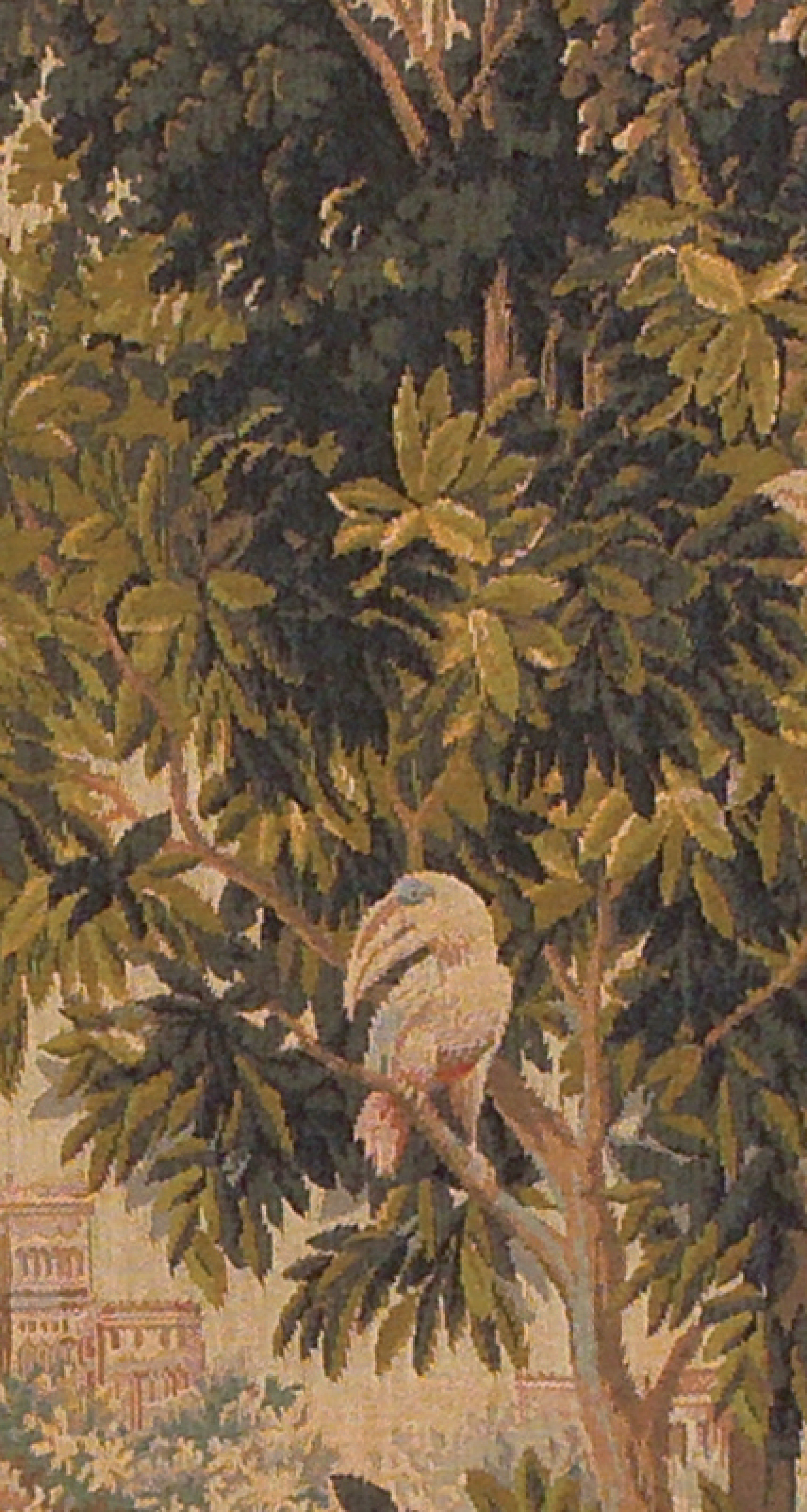 Grünwerk mit Vögeln Wandteppich