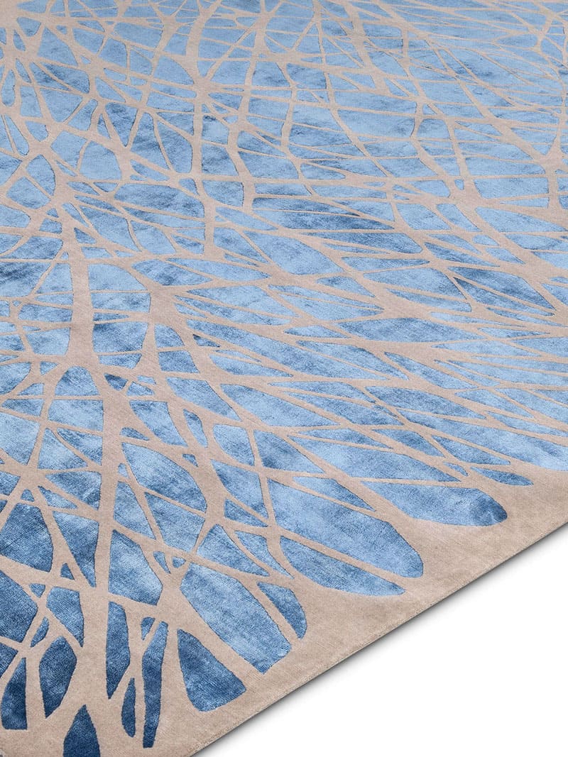 Dresden Navy Blue auf Beige Teppich | Größe: 122 x 183 cm