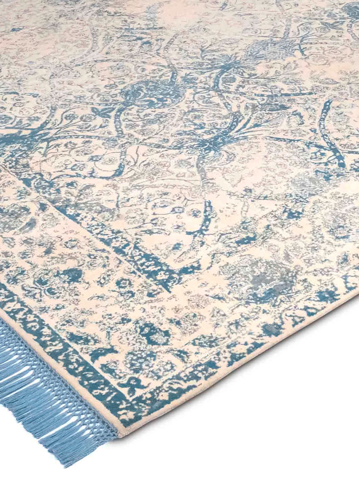 Light Blue auf Weiß Teppich | Größe: 250 x 300 cm