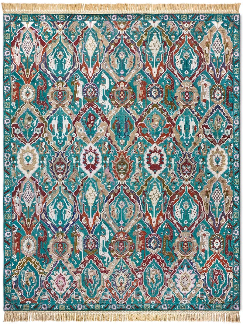 Kava Bagh Reverse Original auf Mitternachtsgrün Teppich