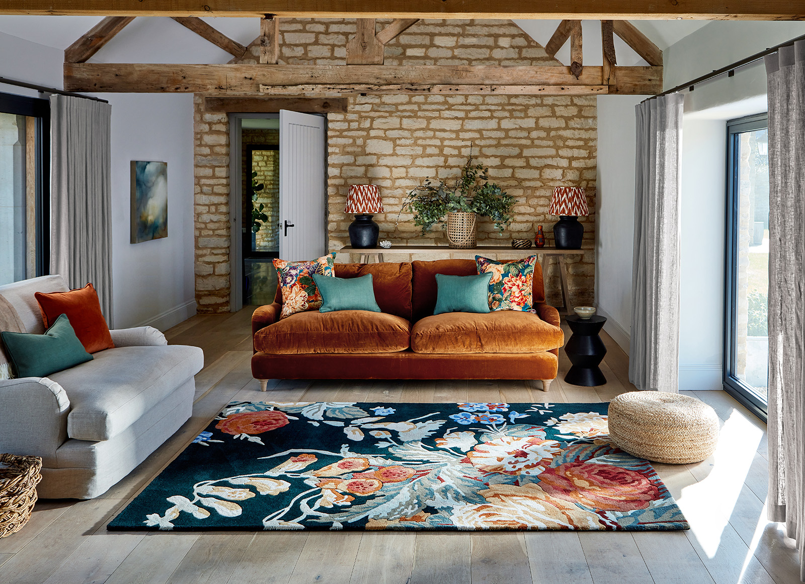Stapleton Park Navy/Burnt Orange 45318 Teppich | Größe: 200 x 280 cm