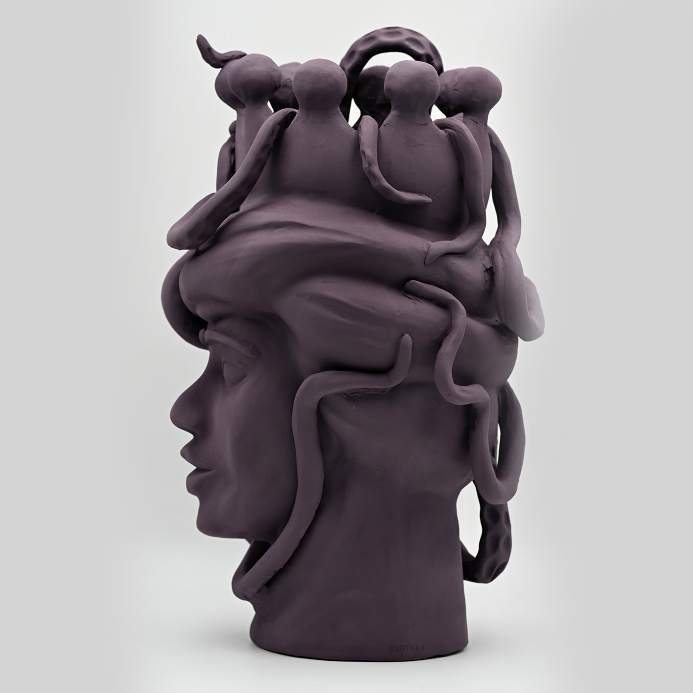 Maure‑Kopf braun handgefertigte Skulptur