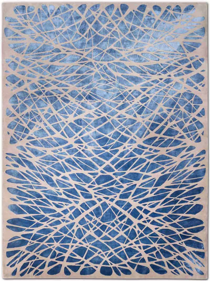 Dresden Navy Blue auf Beige Teppich | Größe: 122 x 183 cm