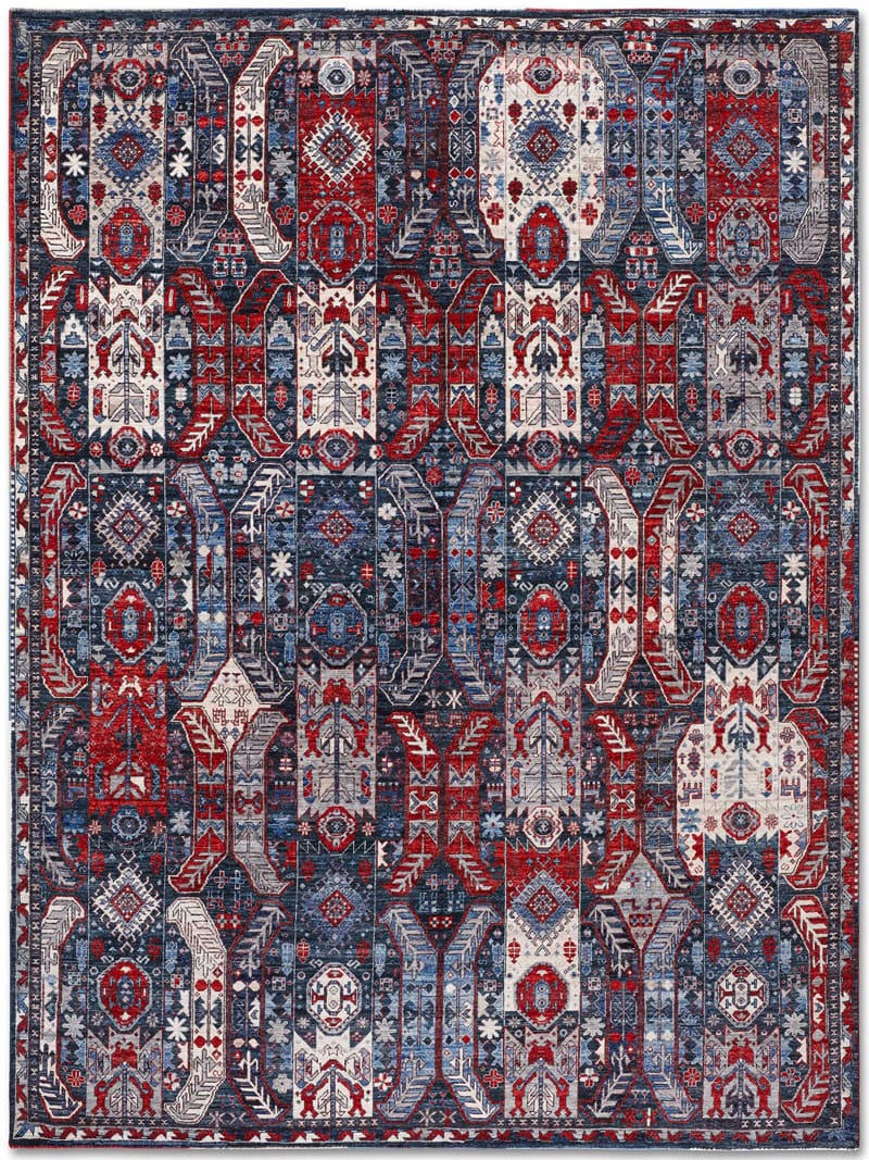 Soul Red Blue auf Dunkelblau Teppich | Größe: 170 x 240 cm