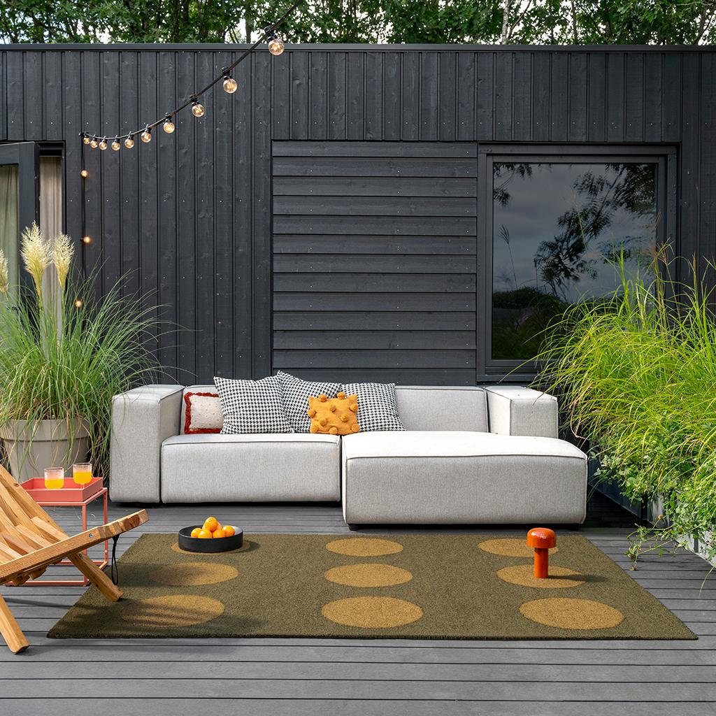 Habitat Festival Olivgrüne Punkte Outdoor 495817 Teppich | Größe: 140 x 200 cm