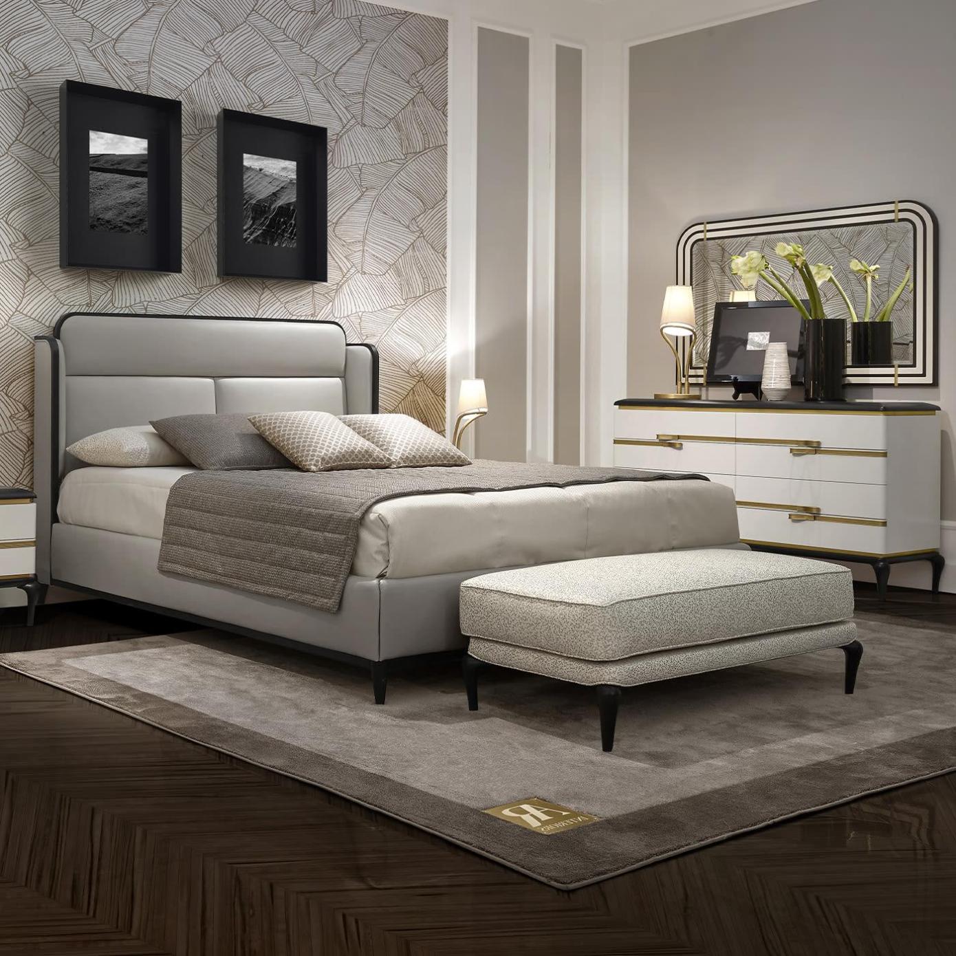 Dilan Beiges italienisches Bett | Matratzengröße: 200 x 200 cm