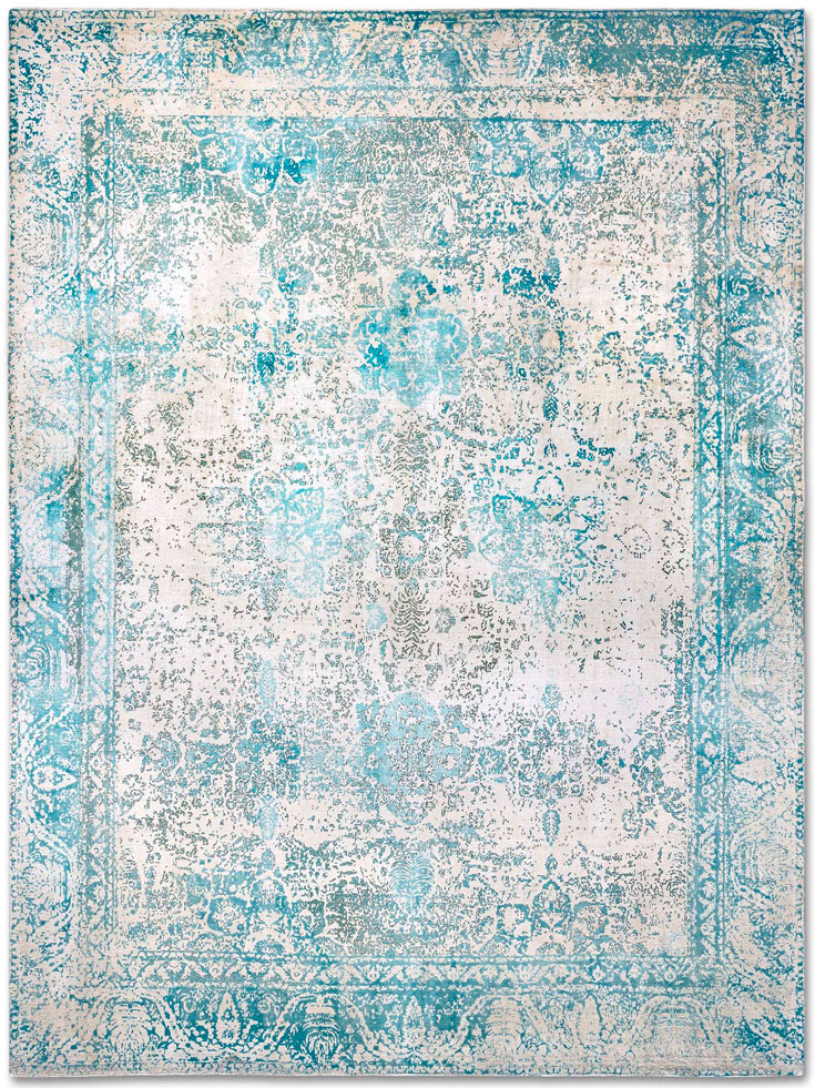 ZeroPile Ex Electric Blue auf Creme Teppich | Größe: 305 x 427 cm