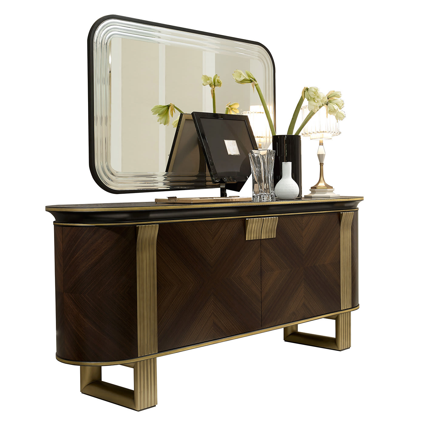 Rosewood Italienisches Sideboard | Konfiguration: Mit Spiegel