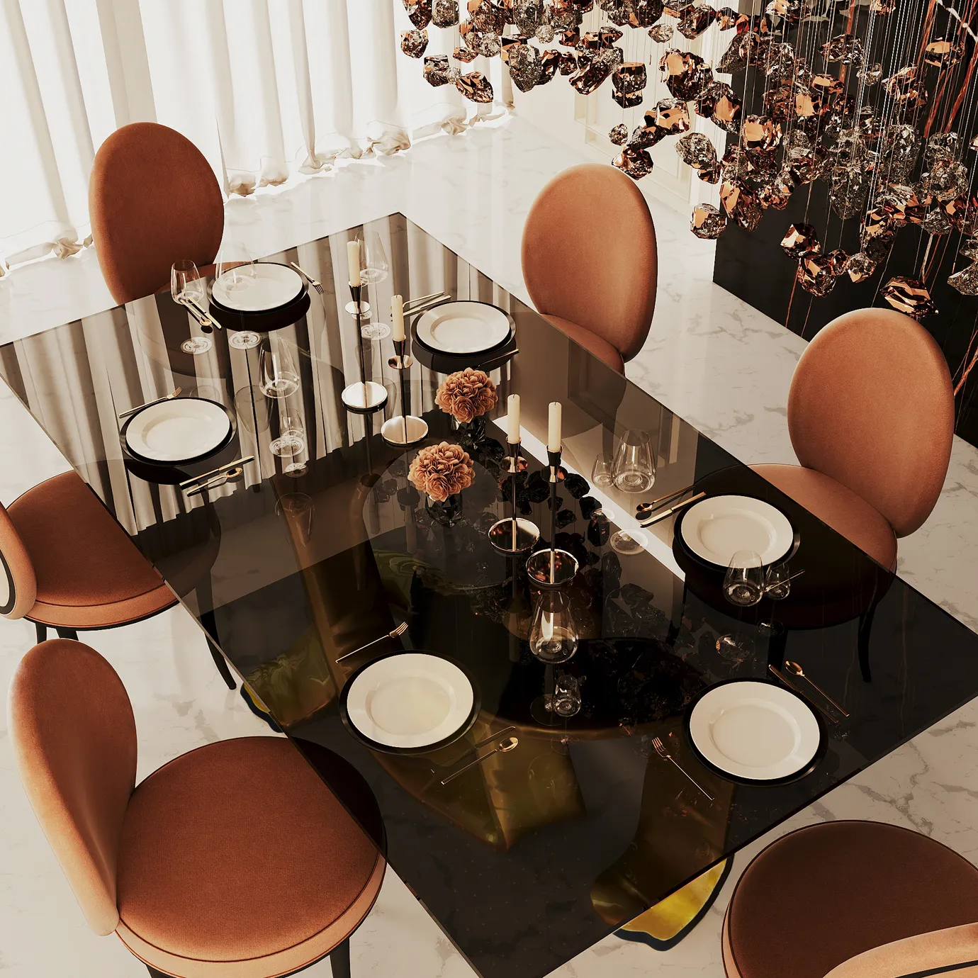 Ribbon Blattgold‑Esstisch