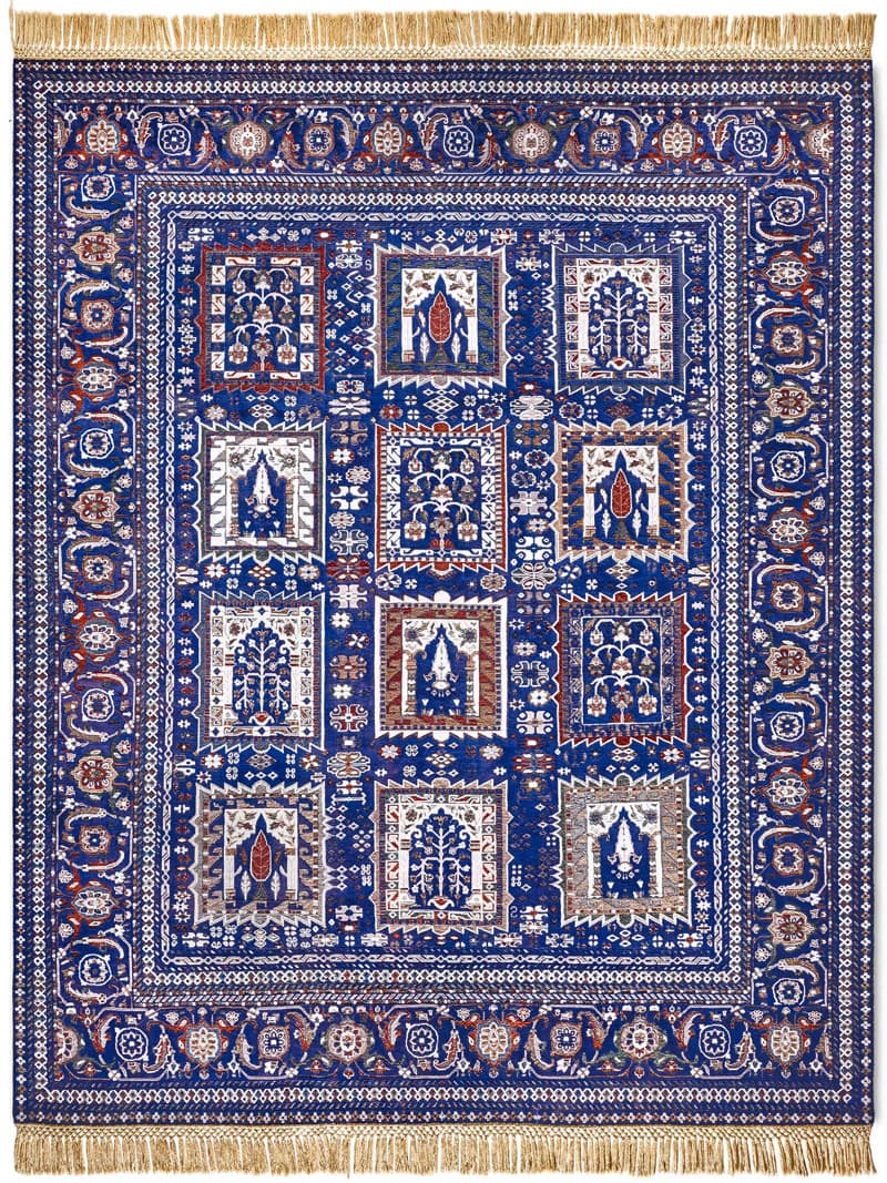 Mughal Garden Reverse Original auf Mitternachtsblau Teppich | Größe: 183 x 274 cm