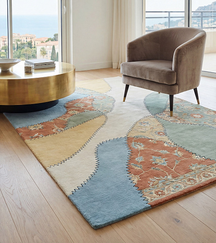 Pastel Collage Blue Teppich
