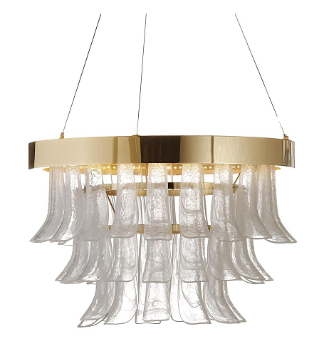 Gold LED Ring-Kronleuchter mit Murano-Glas