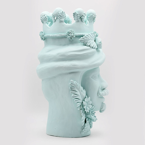 Maure‑Kopf himmelblaue Skulptur