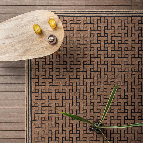 TB T Monogram Hellbraun Outdoor 455811 Teppich