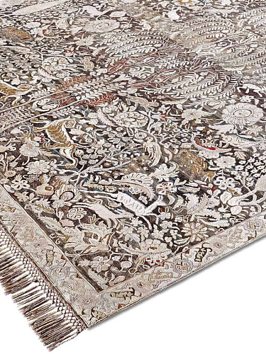 Gold auf Grau‑Mix Teppich