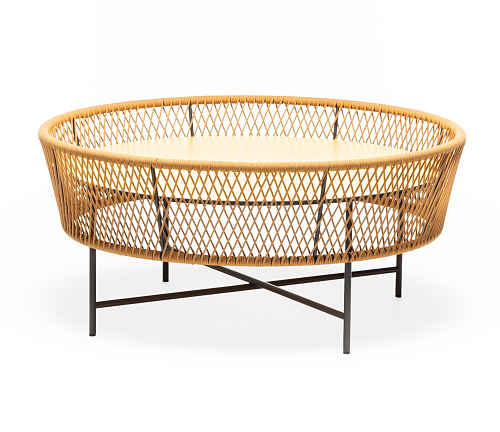 Tamburo LG Runder Gelber Outdoor-Loungetisch