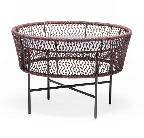 Tamburo ME Runder Rot-Blauer Outdoor-Loungetisch