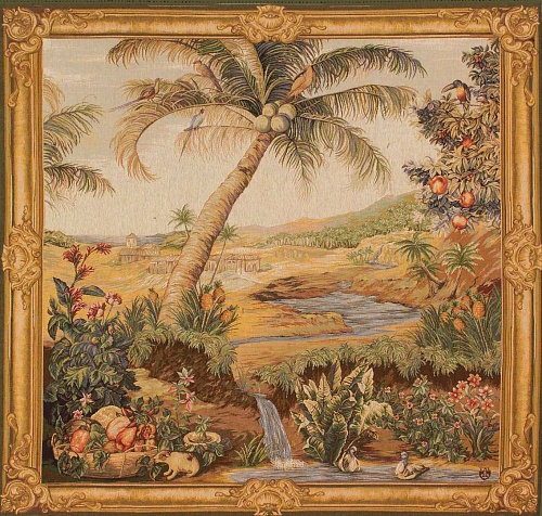 Die Oase Quadrat Wandteppich