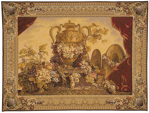 Vase und Trauben Wandteppich