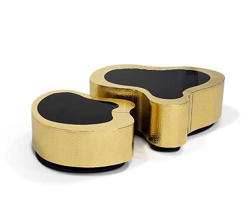 Crest Hammerschlag‑Messing Couchtisch‑Set