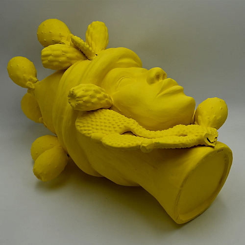 Maure‑Kopf gelb handgefertigte Skulptur