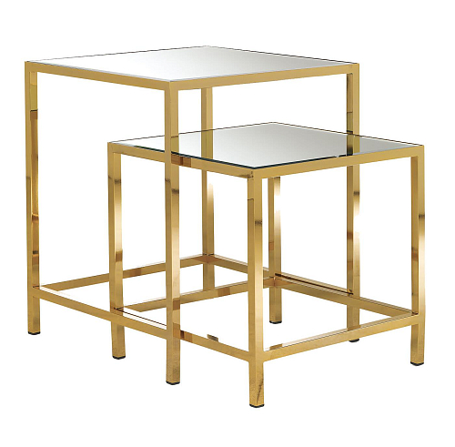 2er-Set Couchtische mit Spiegelplatte