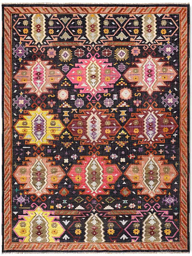 Flatweave Original auf Natur‑Schwarz Teppich