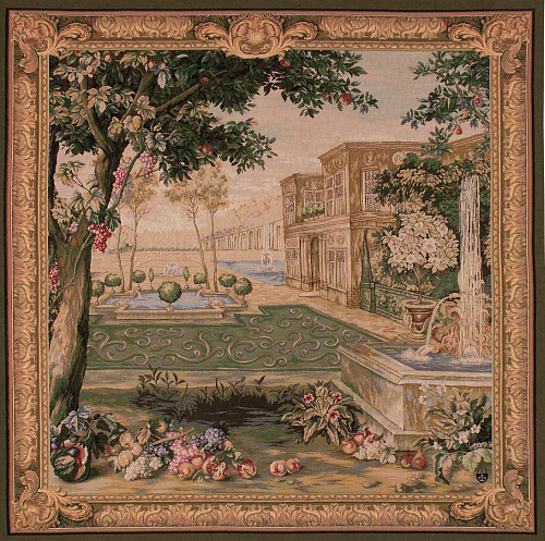 Grünwerk Brunnen (Quadrat) Wandteppich